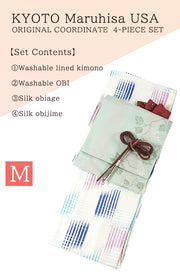 Effortless Elegance tailored Kimono 4 Piece Coordinate Set(Kimono, Obi, Obi-age, Obi-jime)M-SIZE